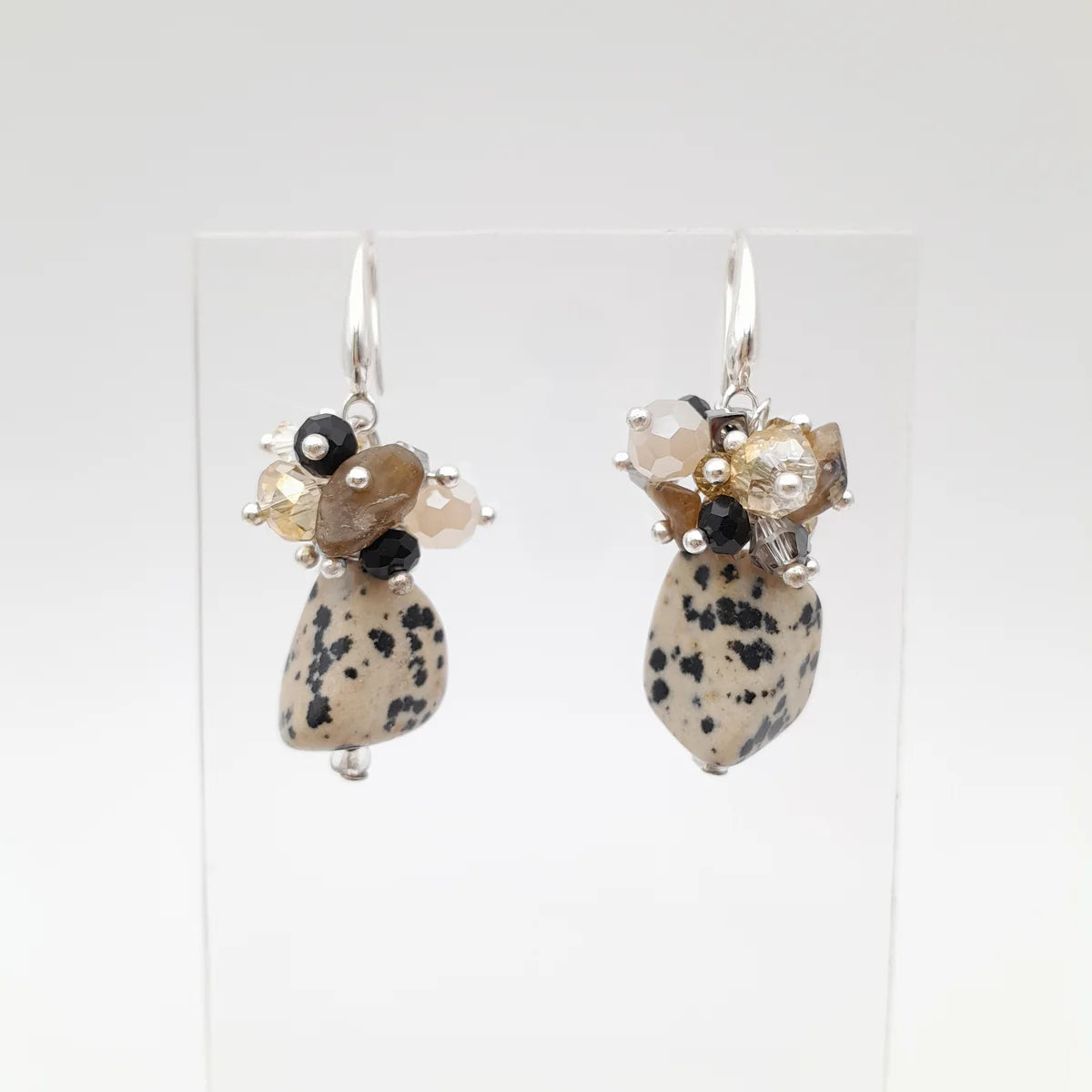 GEMSTONE ÖRHÄNGEN DALMATION JASPER & SILVER