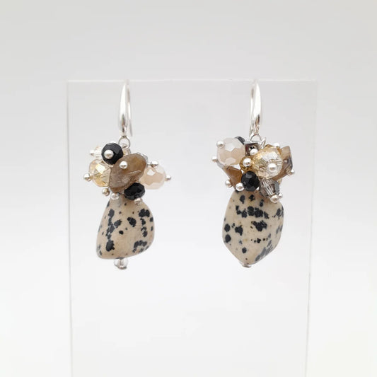 GEMSTONE ÖRHÄNGEN DALMATION JASPER & SILVER