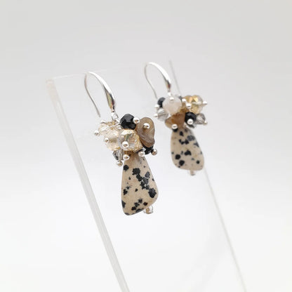 GEMSTONE ÖRHÄNGEN DALMATION JASPER & SILVER