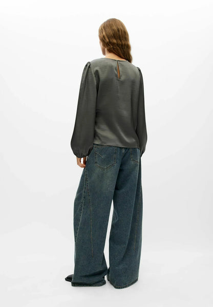 CHILLI O-NECK BLOUSE GUNMETAL