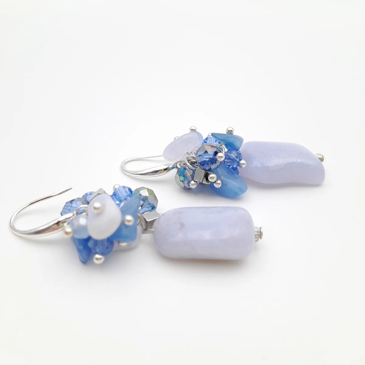 GEMSTONE ÖRHÄNGEN BLUE LACE AGATE & SILVER