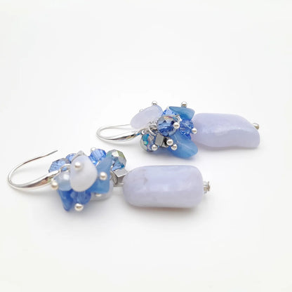 GEMSTONE ÖRHÄNGEN BLUE LACE AGATE & SILVER