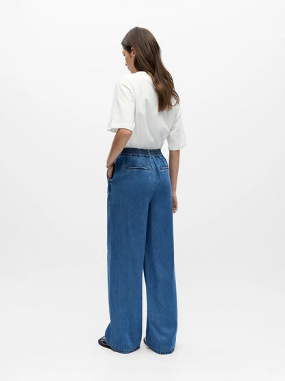 FRAME LISA WIDE PANTS MEDIUM DENIM