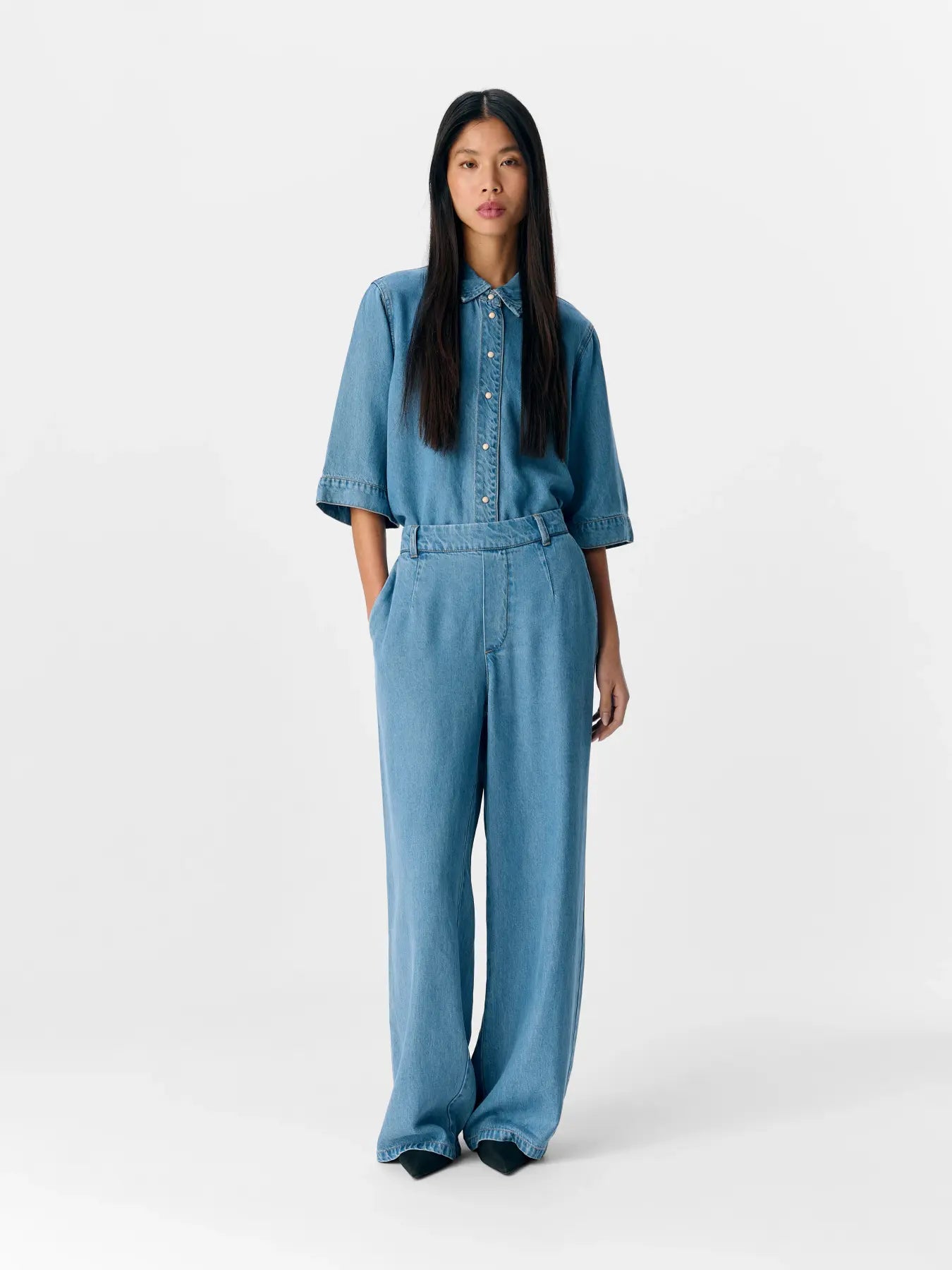 FRAME LISA WIDE PANTS LIGHT DENIM