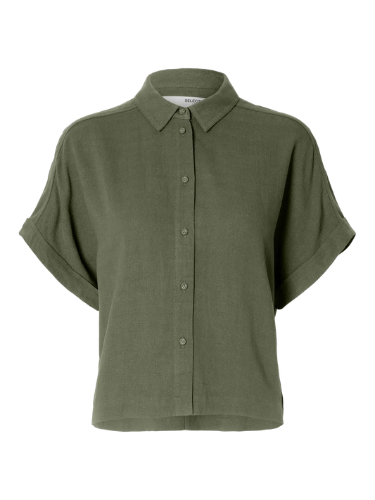 VIVA CROPPED SHIRT DEEP LICHEN GREEN