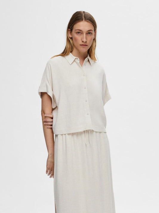 VIVA CROPPED SHIRT SANDSHELL