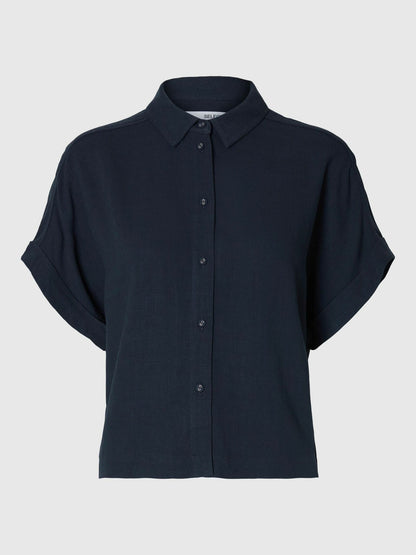 VIVA CROPPED SHIRT DARK SAPPHIRE