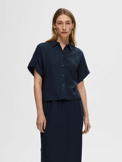 VIVA CROPPED SHIRT DARK SAPPHIRE